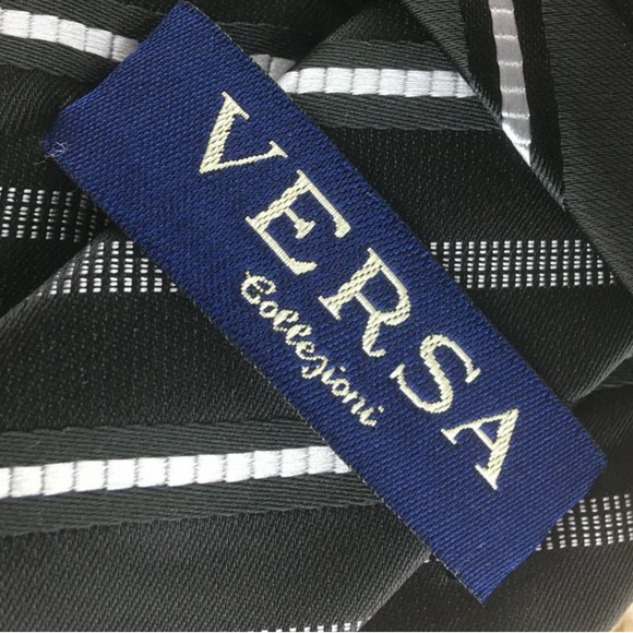 VERSA BLACK & SILVER REGIMENT TIE - Picture 4 of 14
